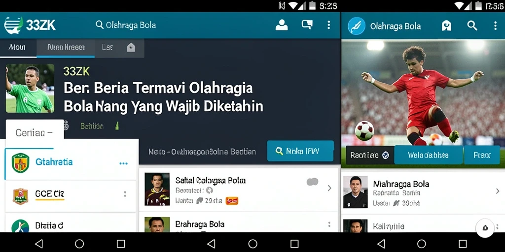 Antarmuka sederhana dan informatif untuk berita olahraga bola.