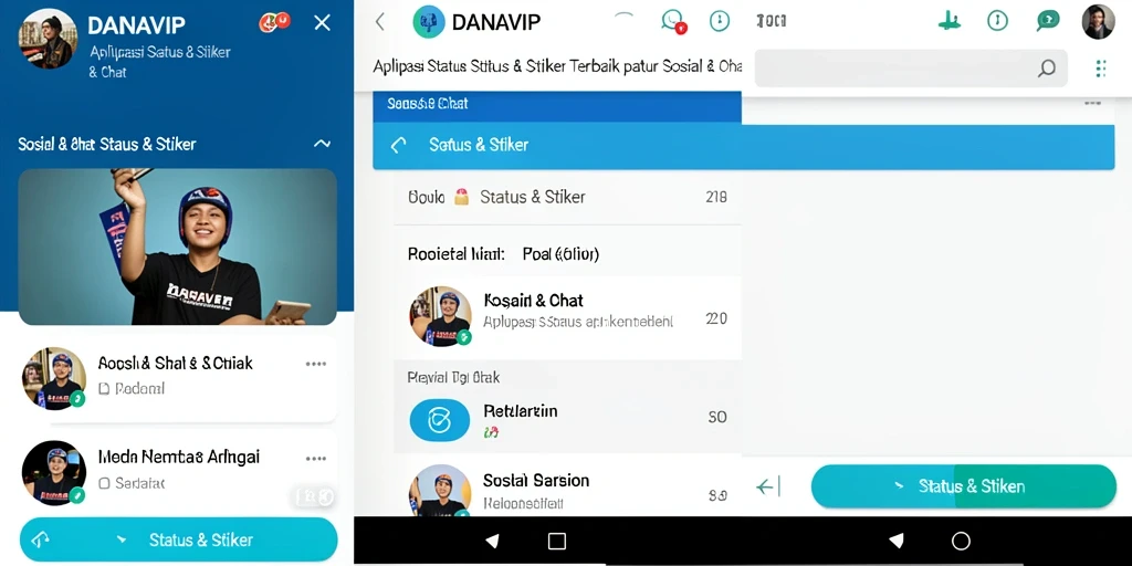Tampilan antarmuka <strong>DANAVIP</strong> dengan koleksi stiker yang menarik dan interaktif.