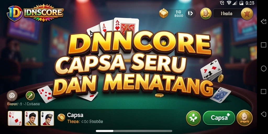 Tampilan antarmuka IDNSCORE dengan pemain yang bersaing dalam permainan Capsa.