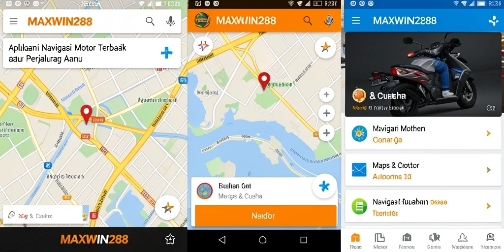 Tampilan antarmuka aplikasi Navigasi Motor yang sederhana dan informatif.
