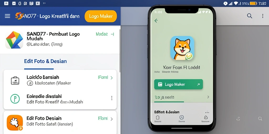 Tampilan antarmuka SAND77 untuk membuat logo yang menarik.