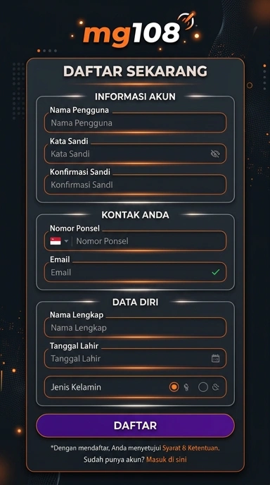 Cara mudah registrasi akun mg108 untuk pengguna Android